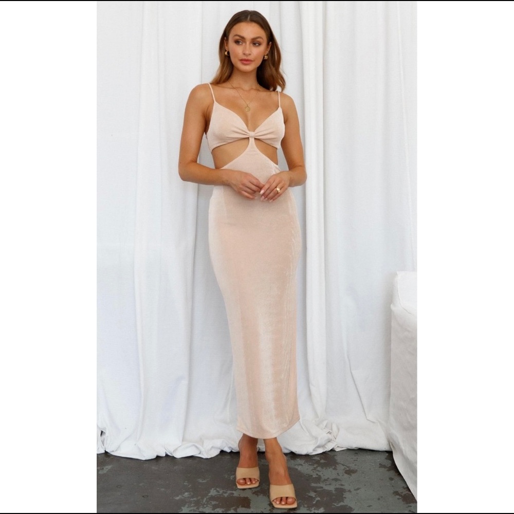 Hello Molly Beige Maxi Dress Size XS